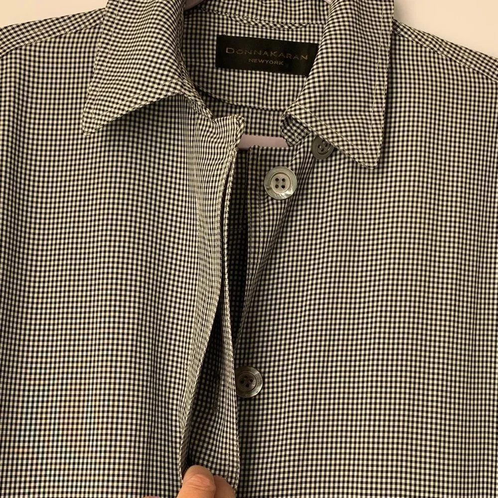 Donna Karan New York Women's Lightweight Plaid Belted Trench Coat Size M